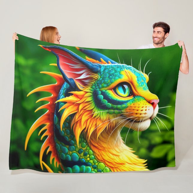 Dinosaur Cat Fleece Blanket (In Situ)