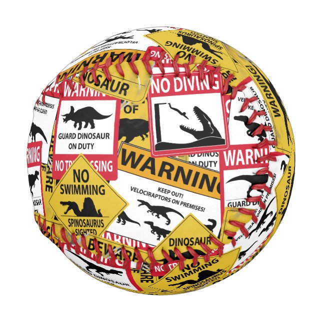 Dinosaur Caution Signs Baseball (Front Right)