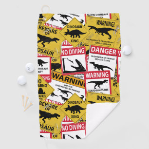 Dinosaur Caution Signs Golf Towel