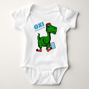 Dinosaur celebrating 'Ohi Day' dressed as Tsolias  Baby Bodysuit