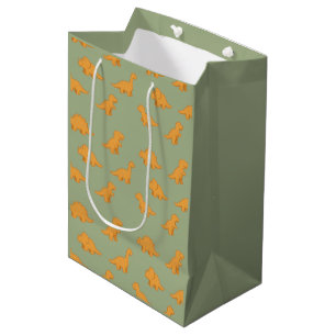 Dinosaur Chicken Nugget Rich Sage Green Kids Medium Gift Bag