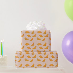Dinosaur Chicken Nugget Soft Dusty Blush Kids Wrapping Paper