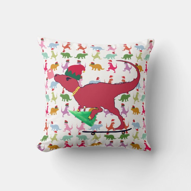 Dinosaur Christmas Cushion (Front)