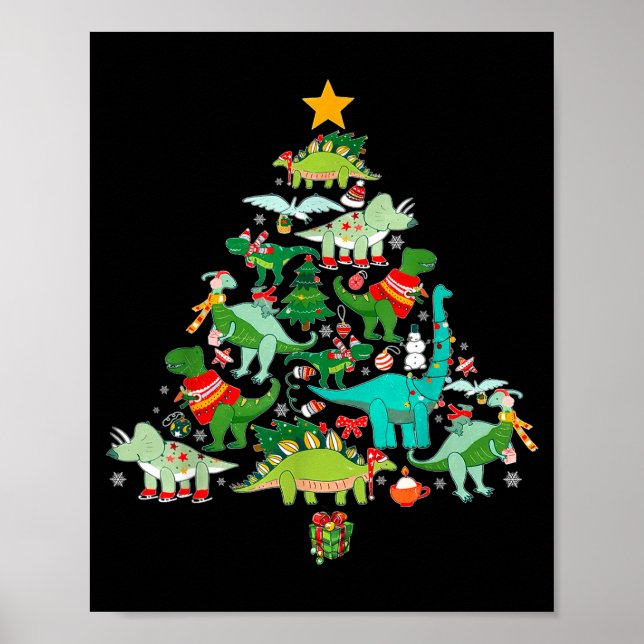 Dinosaur Christmas Funny Dino Holiday Boys Kids To Poster (Front)