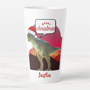 dinosaur christmas gift, personalised name latte mug