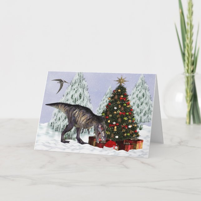 Dinosaur Christmas Holiday Card (Front)