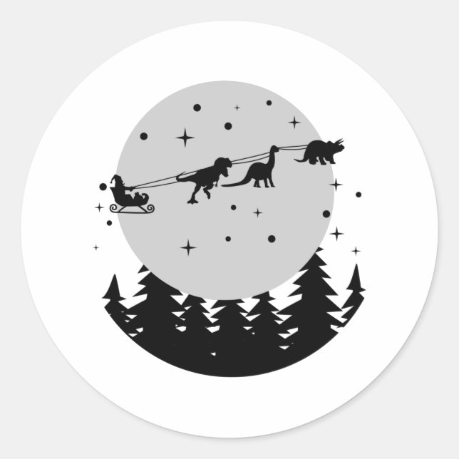 Dinosaur Christmas Kid Gift, Family Decoration Classic Round Sticker (Front)