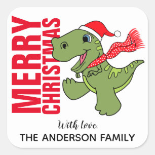Dinosaur Christmas Label