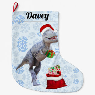 Dinosaur Christmas  Large Christmas Stocking