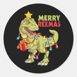 Dinosaur Christmas Merry Rexmas Boys Toddler Dino Classic Round Sticker