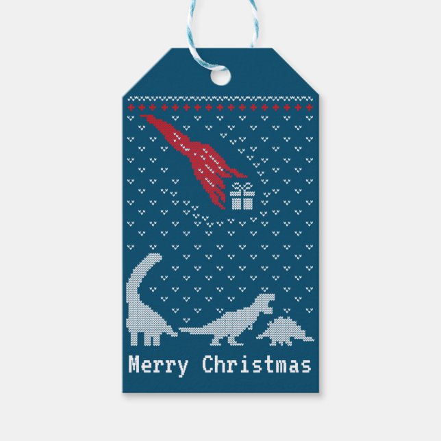 Dinosaur Christmas Present Gift Tags (Front)
