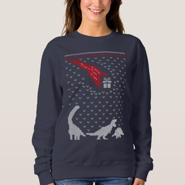 Dinosaur Christmas Present Sweatshirt (Front)