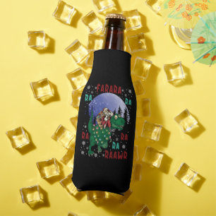 Dinosaur Christmas Santa Claus Bottle Cooler