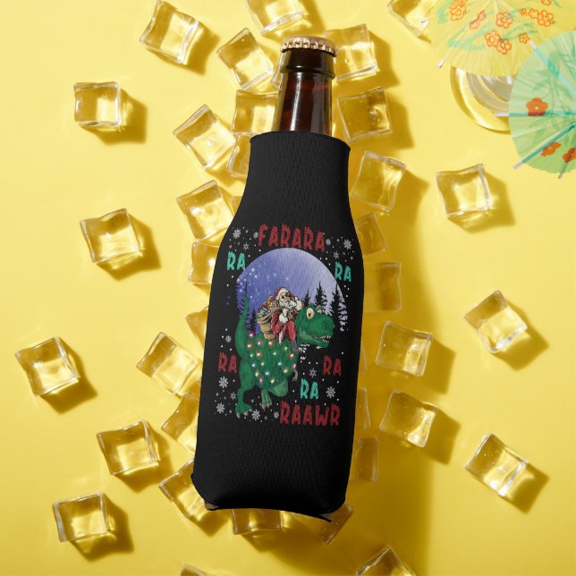 Dinosaur Christmas Santa Claus Bottle Cooler (In Situ Summer)
