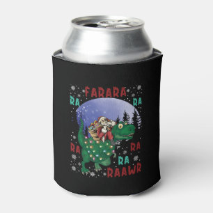 Dinosaur Christmas Santa Claus Can Cooler