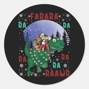 Dinosaur Christmas Santa Claus Classic Round Sticker