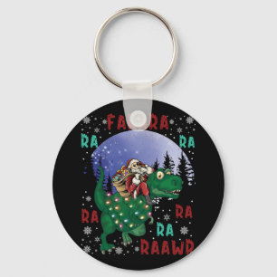 Dinosaur Christmas Santa Claus Key Ring