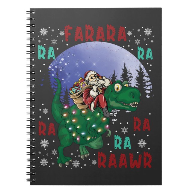 Dinosaur Christmas Santa Claus Notebook (Front)