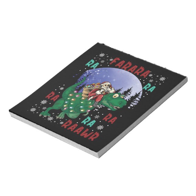 Dinosaur Christmas Santa Claus Notepad (Rotated)
