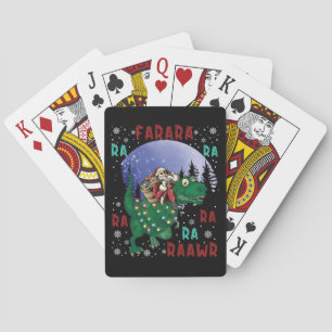 Dinosaur Christmas Santa Claus Playing Cards