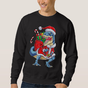 Dinosaur Christmas Santa Claus rex Boys Men  Xmas Sweatshirt