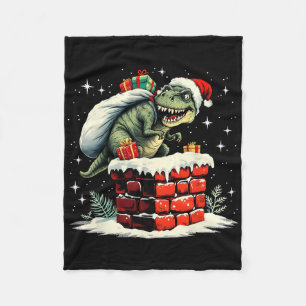 Dinosaur Christmas Santa Xmas  Fleece Blanket