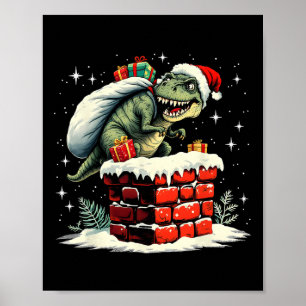 Dinosaur Christmas Santa Xmas  Poster