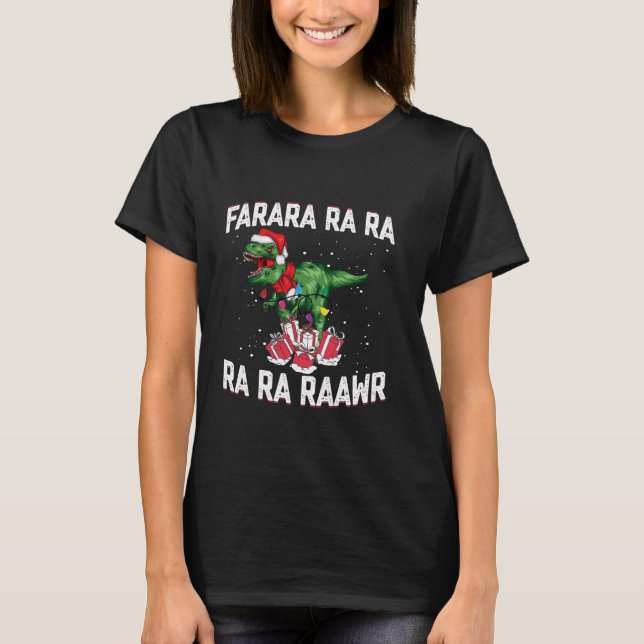 Dinosaur Christmas Shirt Fa Ra Rawr Tree Rex Boys  (Front)