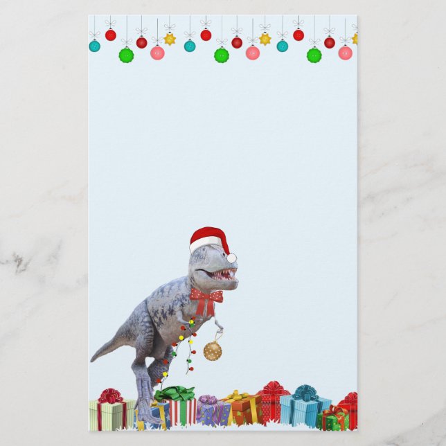 Dinosaur Christmas Stationery (Front)