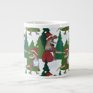 Dinosaur Christmas T-Rex Santa Large Coffee Mug