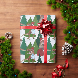 Dinosaur Christmas T-Rex Santa Wrapping Paper