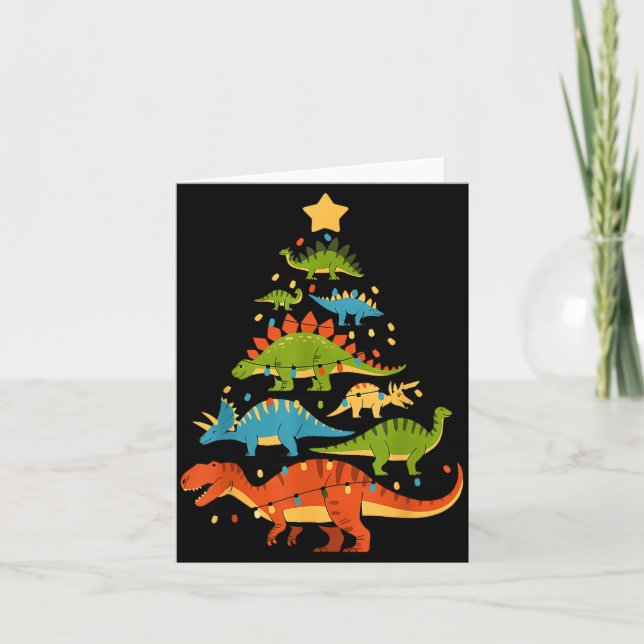 Dinosaur Christmas Tree Dino Trex Dinosaur Lover C Card (Front)