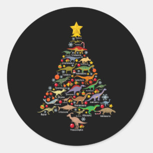 Dinosaur Christmas Tree Dino Trex Paleontologist X Classic Round Sticker