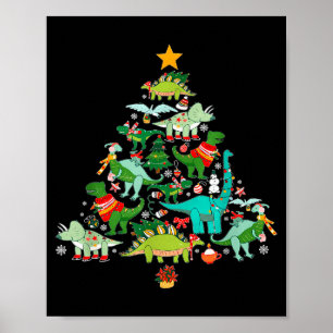 Dinosaur Christmas Tree I Believe In Santa And Din Poster