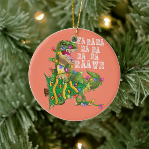 Dinosaur Christmas Tree Rex Men Boys Kids Ceramic Tree Decoration