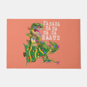 Dinosaur Christmas Tree Rex Men Boys Kids Doormat