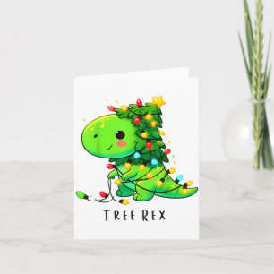 Dinosaur Christmas Tree Rex Pajamas Men Boys Xmas  Card