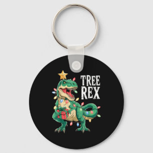 Dinosaur Christmas Tree Rex Pajamas Men Boys Xmas  Key Ring