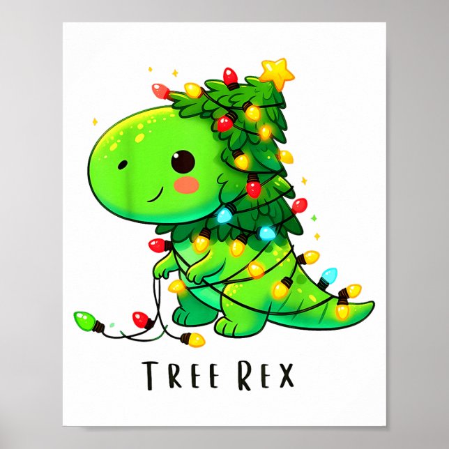 Dinosaur Christmas Tree Rex Pajamas Men Boys Xmas  Poster (Front)