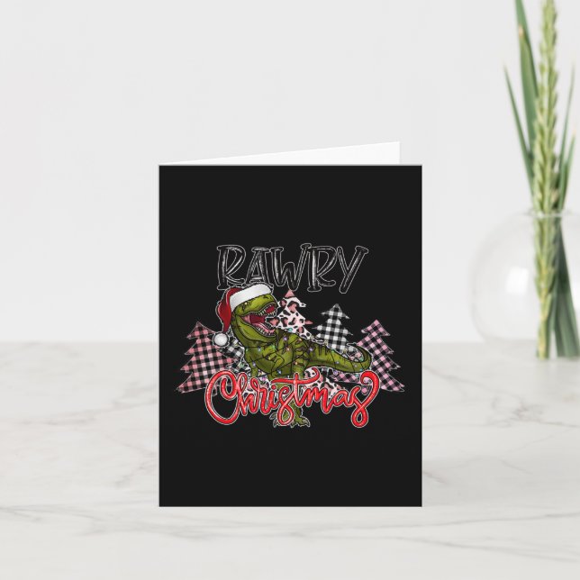 Dinosaur Christmas Tree Rex Pyjamas Men Boys Xmas  Card (Front)