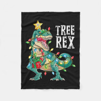 Dinosaur Christmas Tree Rex Pyjamas Men Boys Xmas  Fleece Blanket