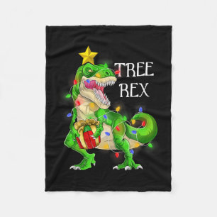 Dinosaur Christmas Tree Rex Pyjamas Men Boys Xmas Fleece Blanket