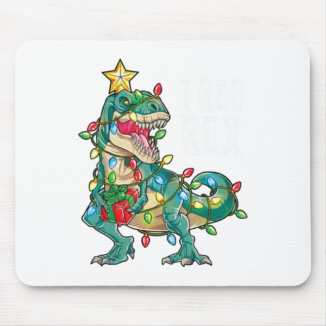 Dinosaur Christmas Tree Rex Pyjamas Men Boys Xmas  Mouse Pad (Front)