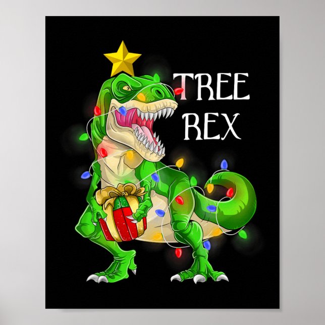 Dinosaur Christmas Tree Rex Pyjamas Men Boys Xmas  Poster (Front)
