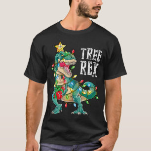 Dinosaur Christmas Tree Rex Pyjamas Men Boys Xmas T-Shirt