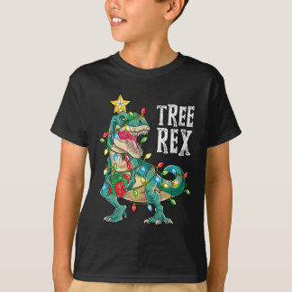 Dinosaur Christmas Tree Rex Pyjamas Men Boys Xmas  T-Shirt