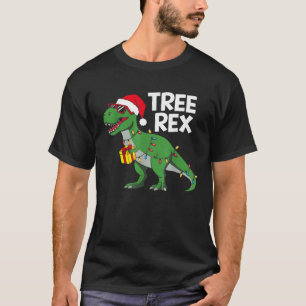 Dinosaur Christmas Tree Rex Pyjamas Men Boys Xmas T-Shirt
