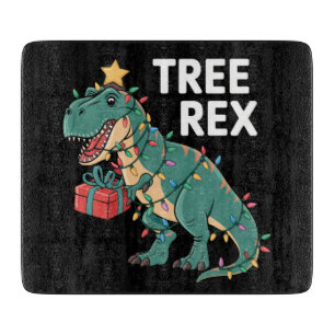 Dinosaur Christmas Tree Rex Pyjamas Xmas Lights  Cutting Board