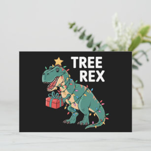 Dinosaur Christmas Tree Rex Pyjamas Xmas Lights Holiday Card