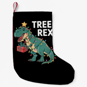 Dinosaur Christmas Tree Rex Pyjamas Xmas Lights  Small Christmas Stocking